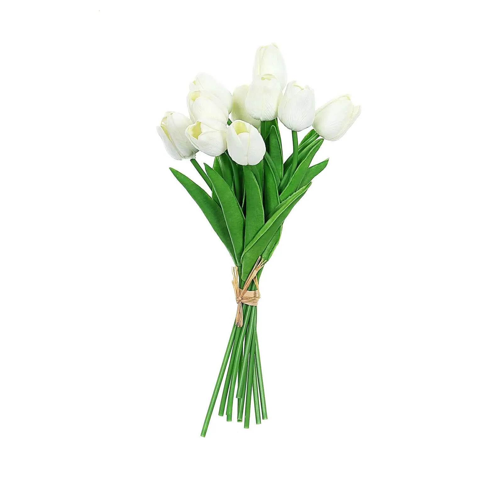 10 Stems 13" White Real Touch Artificial Foam Tulip Flower Bouquets