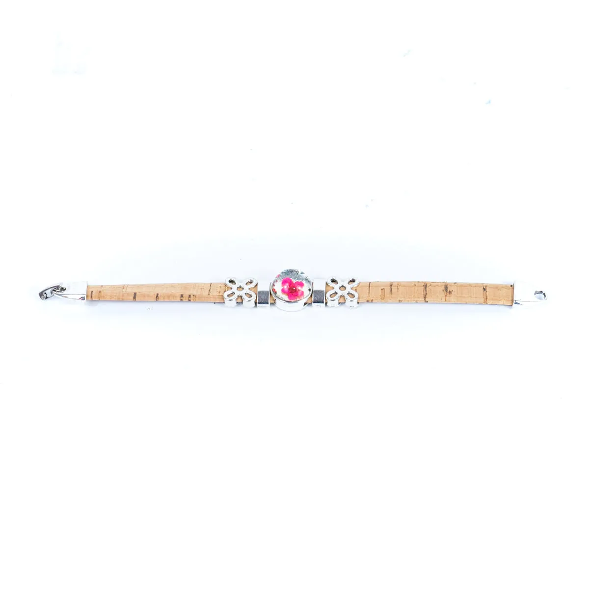 10mm flat cork wire and natural cork dried flower patch handmade ladies fashion bracelet BR-235-5 （random）