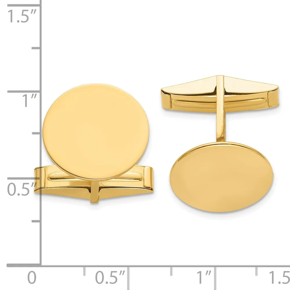 14k Real Gold Men's Circular Polished Cuff Links