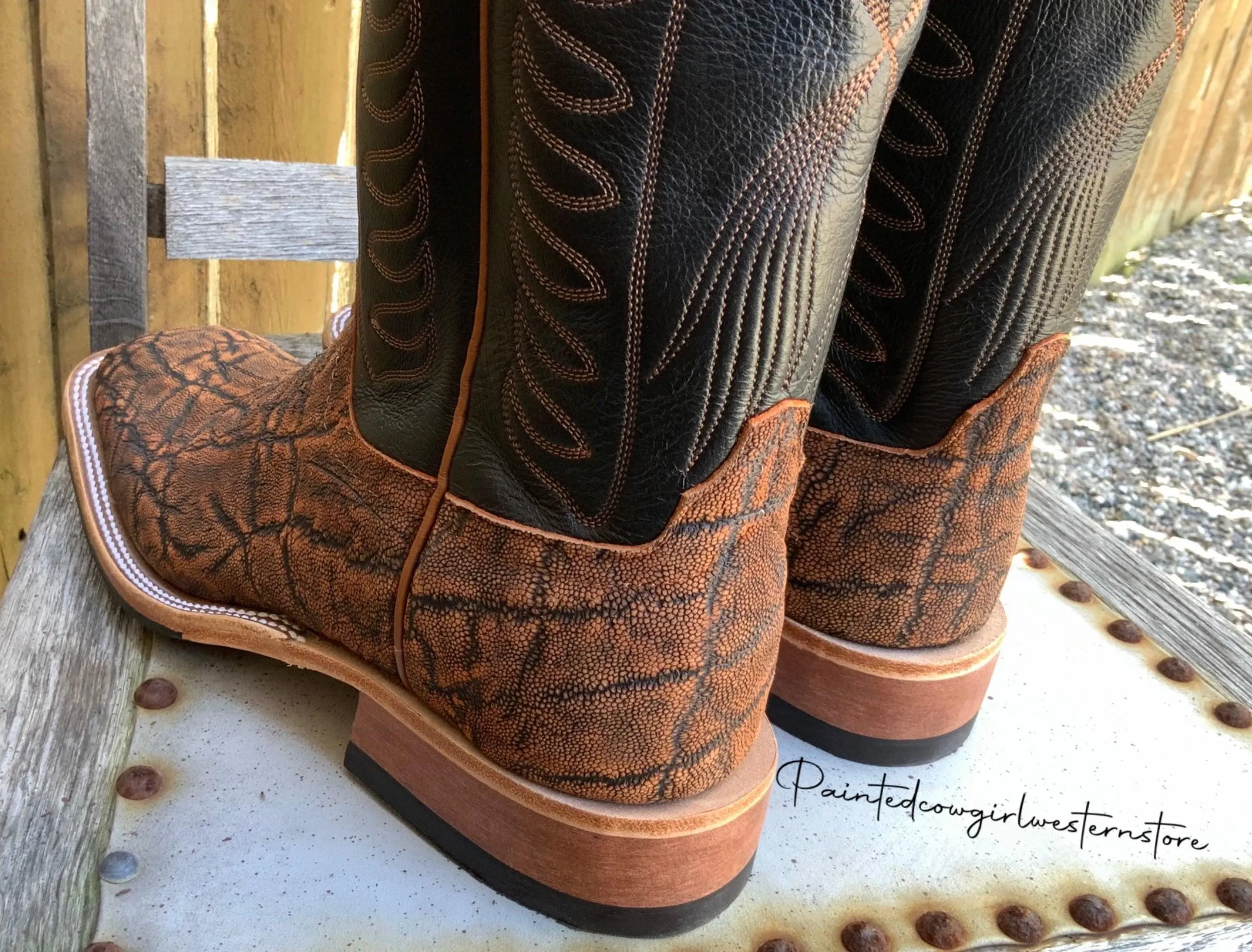 Anderson Bean Men's 13" Rust Safari Elephant Square Toe Cowboy Boots 332203