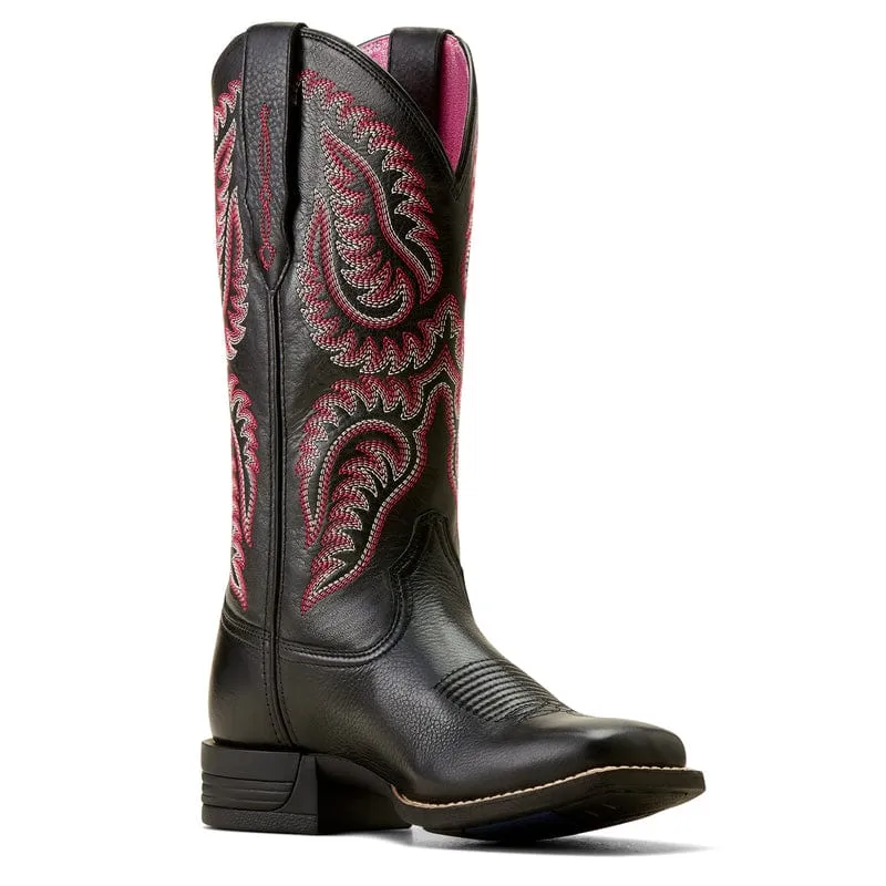 Ariat Women's Cattle Caite Black Deertan Stretchfit Square Toe Western Boots 10050920