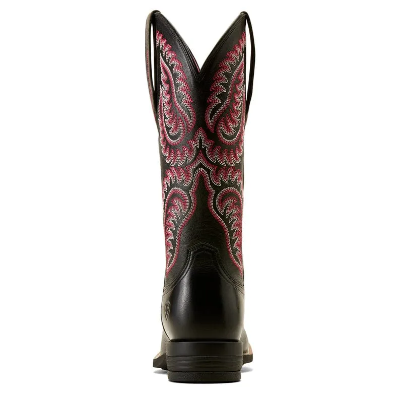 Ariat Women's Cattle Caite Black Deertan Stretchfit Square Toe Western Boots 10050920