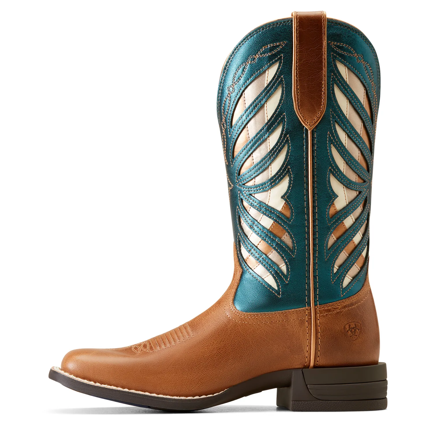 Ariat Women's Longview Western Boot Buttered Rum/Metallic Sea