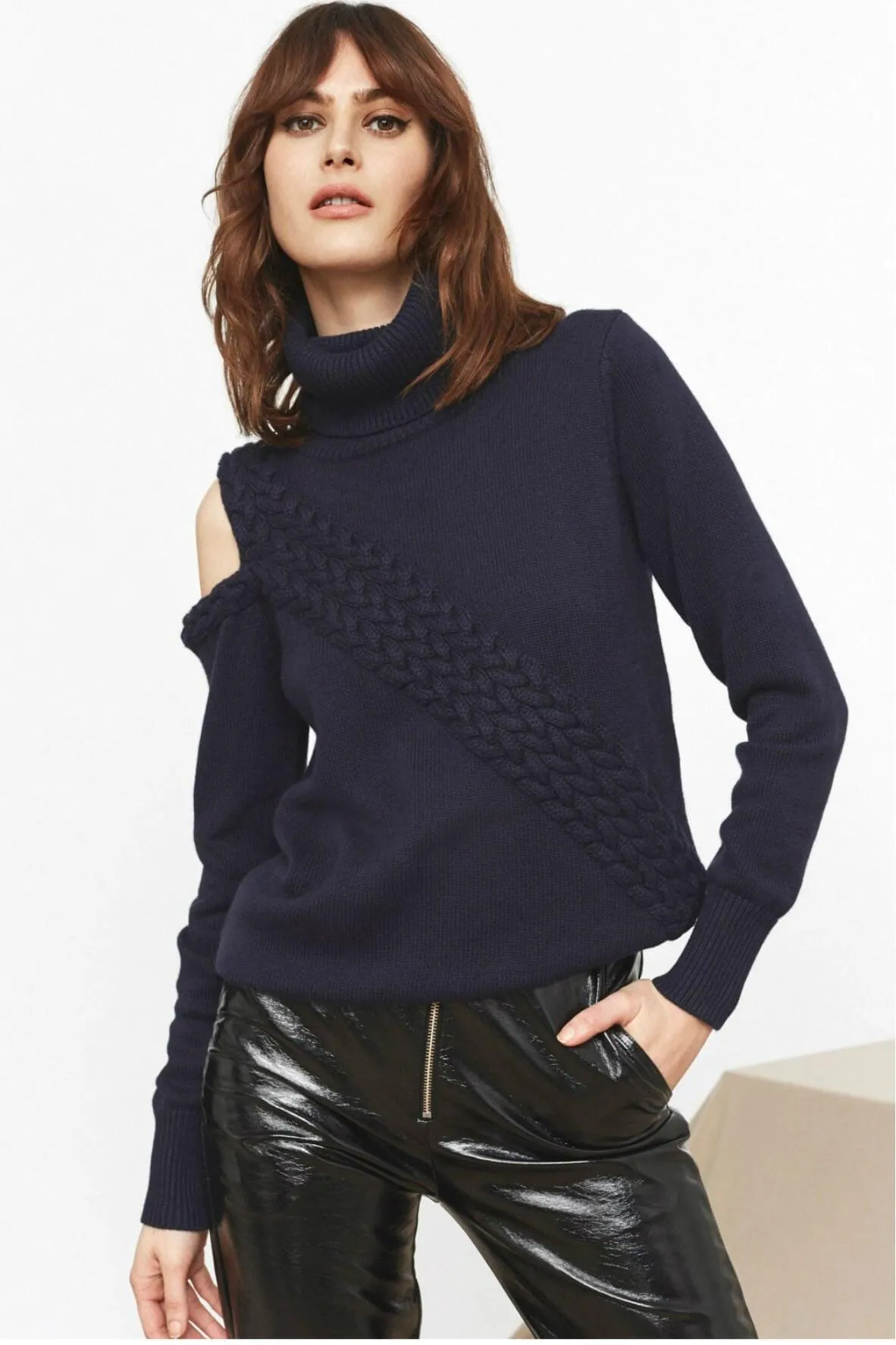 Ava Cold Shoulder Rollneck Sweater