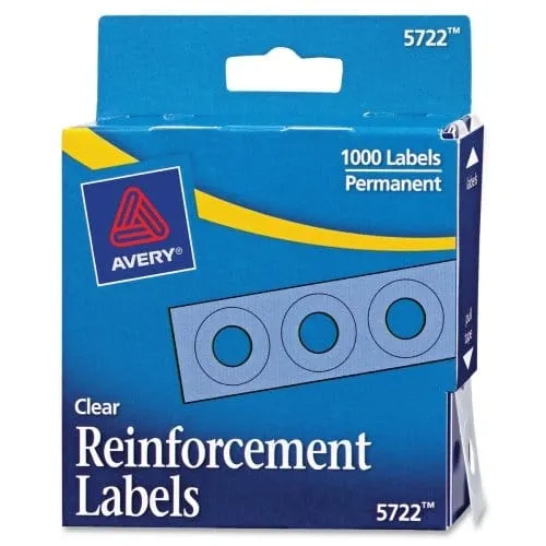 Avery Hole Reinforcements, White, 1000/Pack, PK - AVE05720 : Paper Reinforcements : Office Products