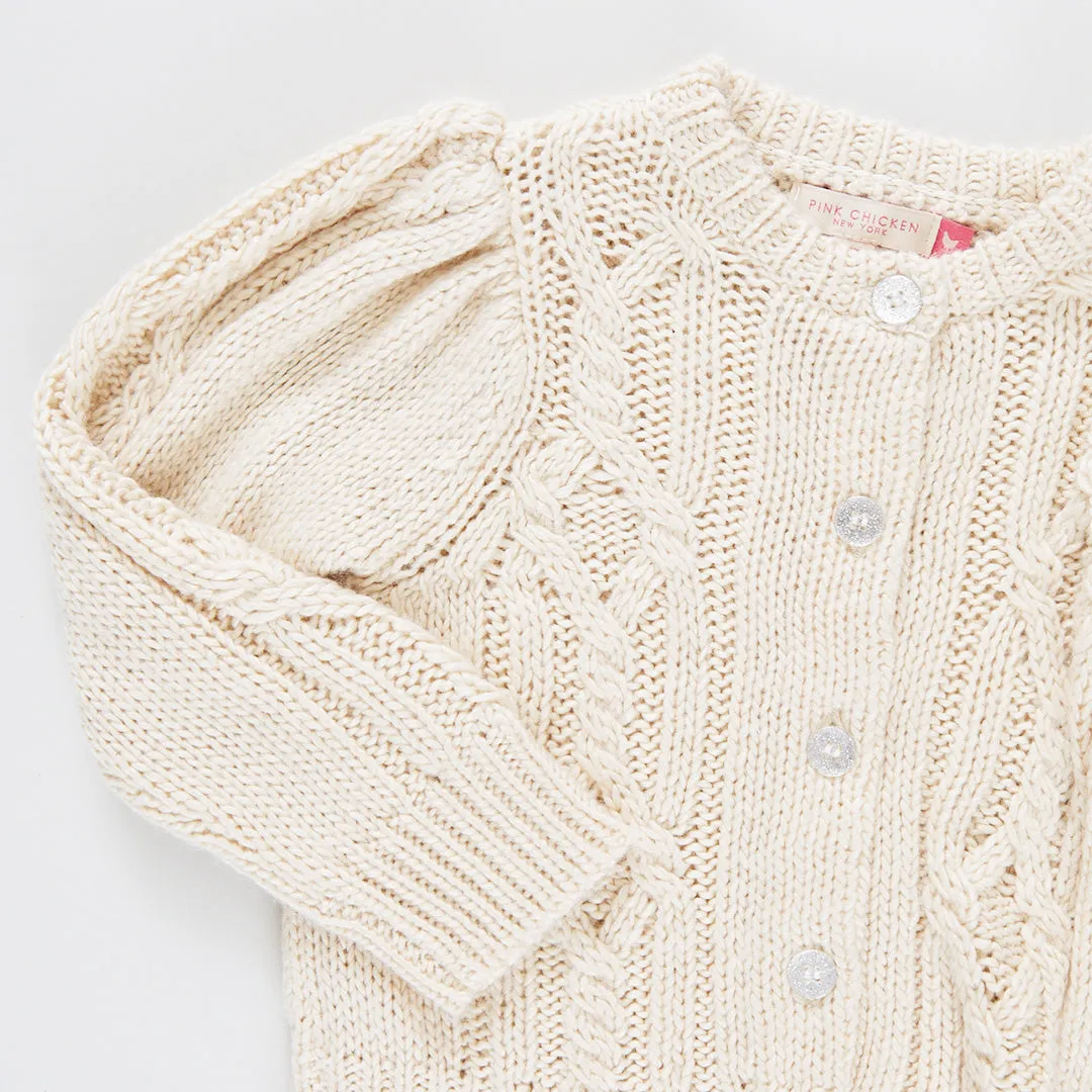 Baby Girls Cable Constance Sweater - Cream