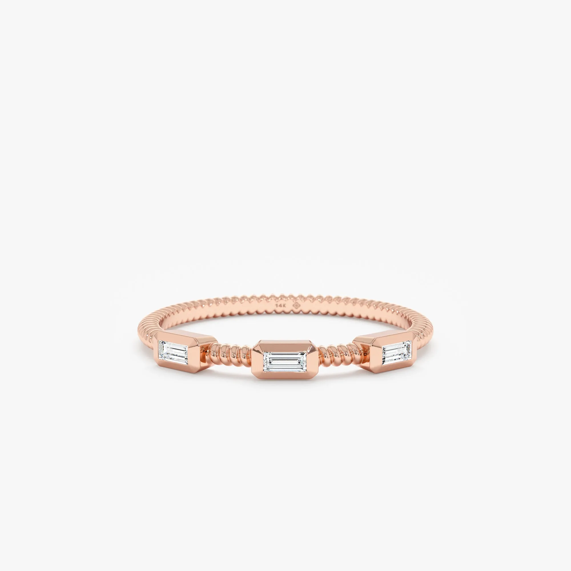 Baguette Diamond Station Ring, Elara