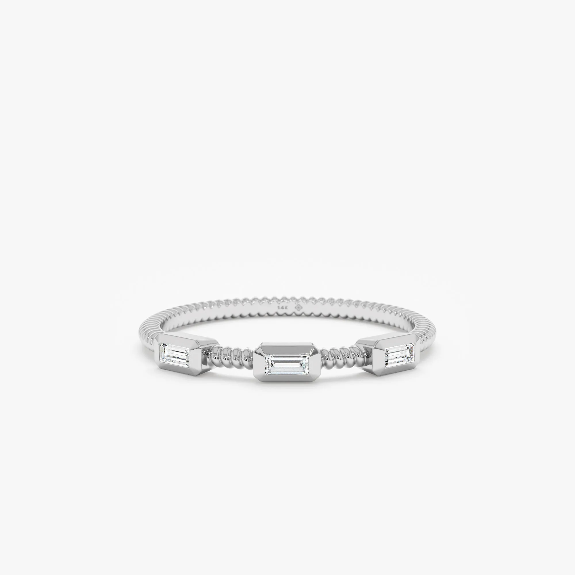 Baguette Diamond Station Ring, Elara