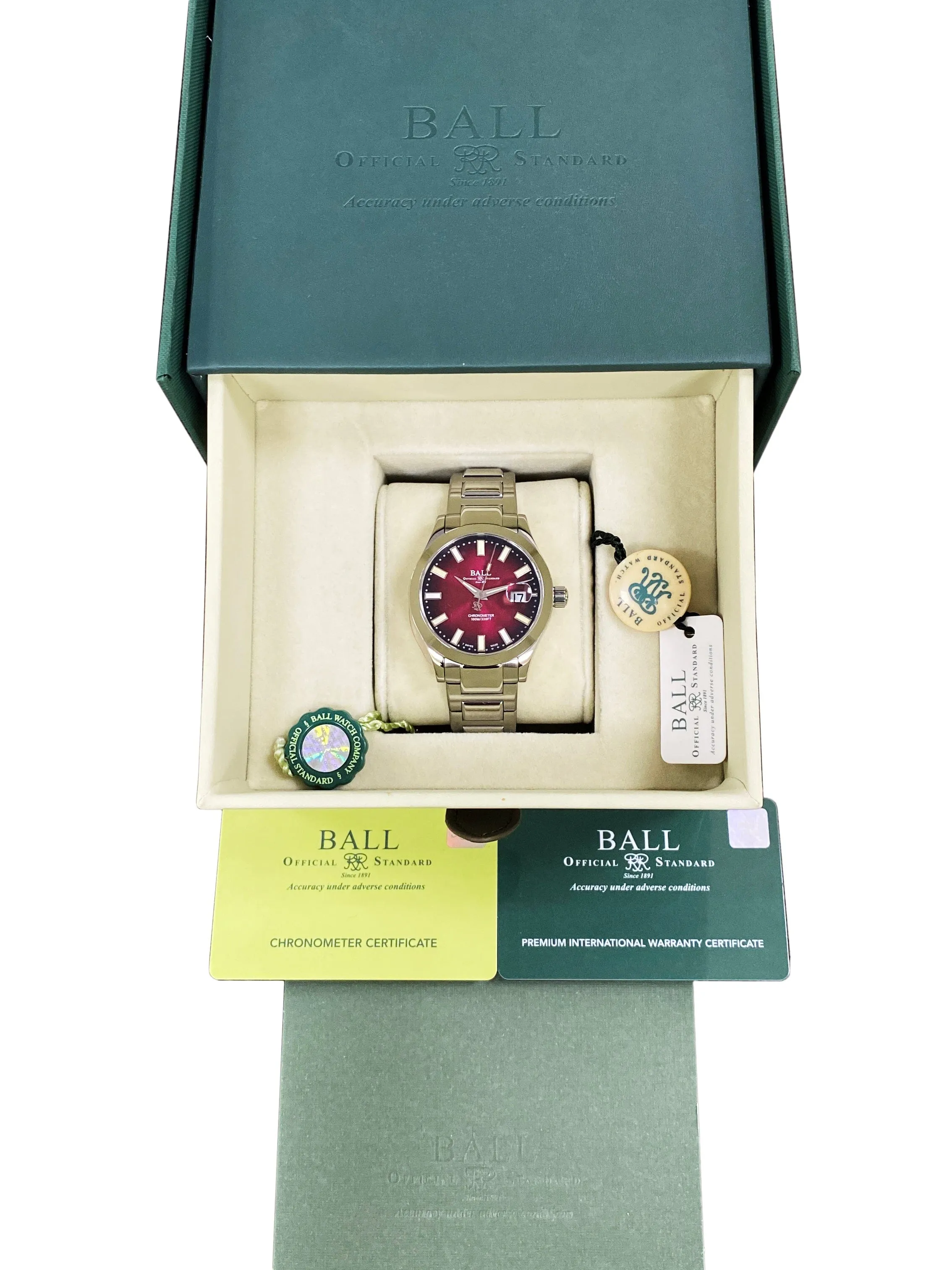 BALL Engineer III Marvelight Chronometer Burgundy Dial Rainbow Watch Box Papers