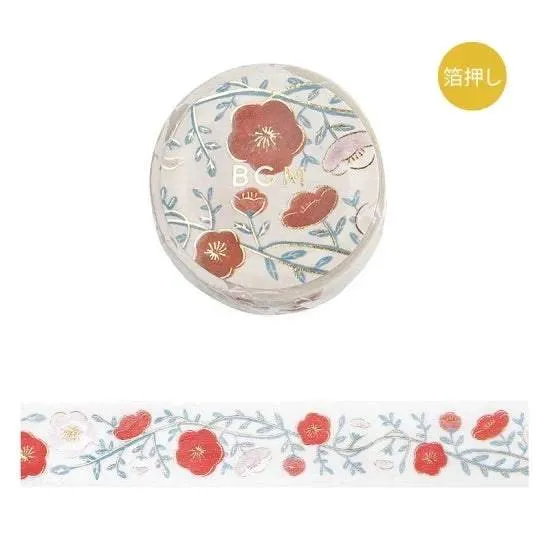 BGM Foil Stamping Masking Tape: Flower Pattern - Plum