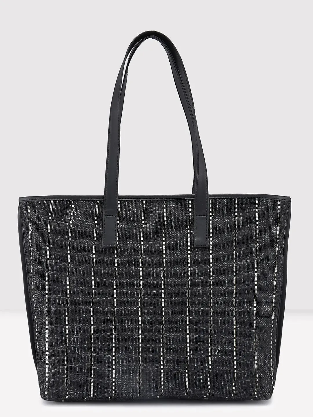 Caprese Evana Tote Medium Striped Women'S Handbag Black