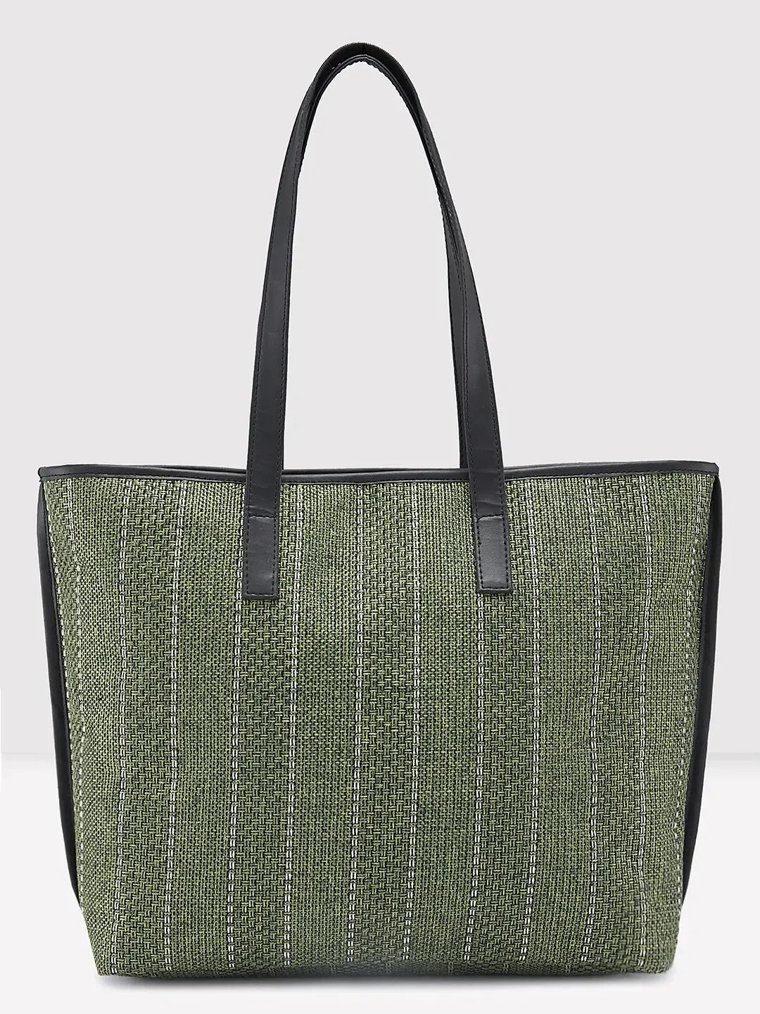 Caprese Evana Tote Medium Striped Women'S Handbag Green