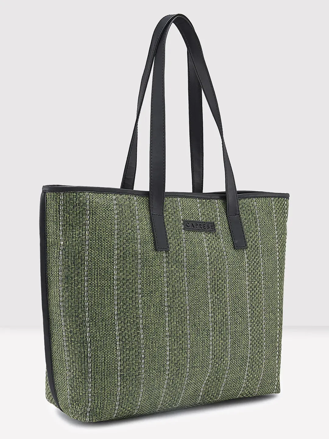 Caprese Evana Tote Medium Striped Women'S Handbag Green