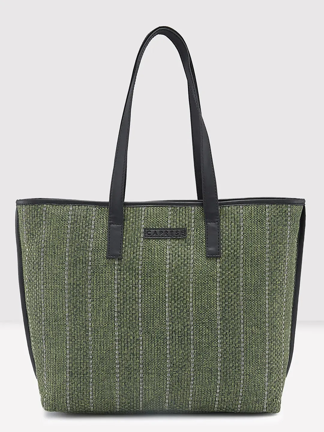 Caprese Evana Tote Medium Striped Women'S Handbag Green