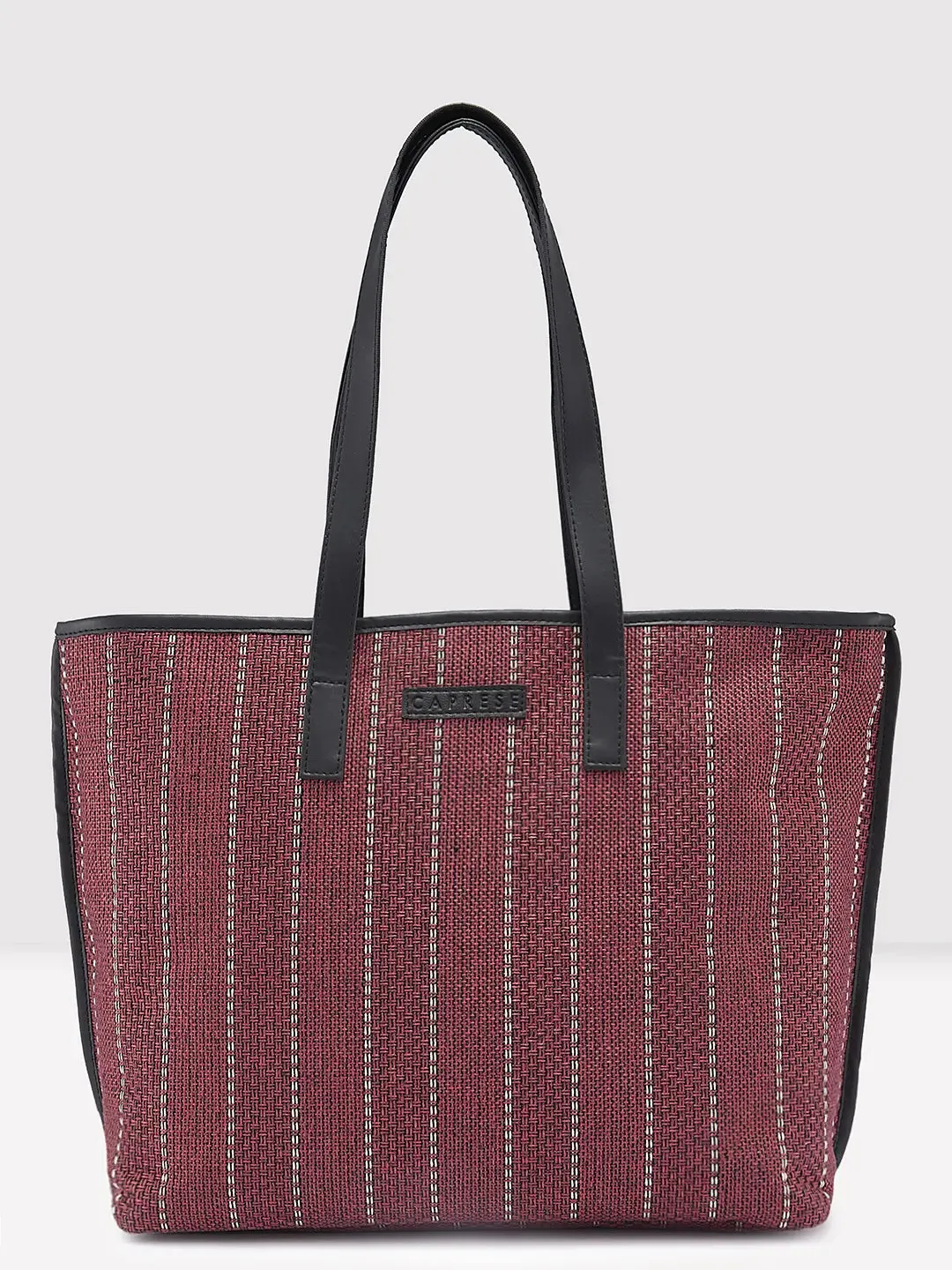 Caprese Evana Tote Medium Striped Women'S Handbag Pink