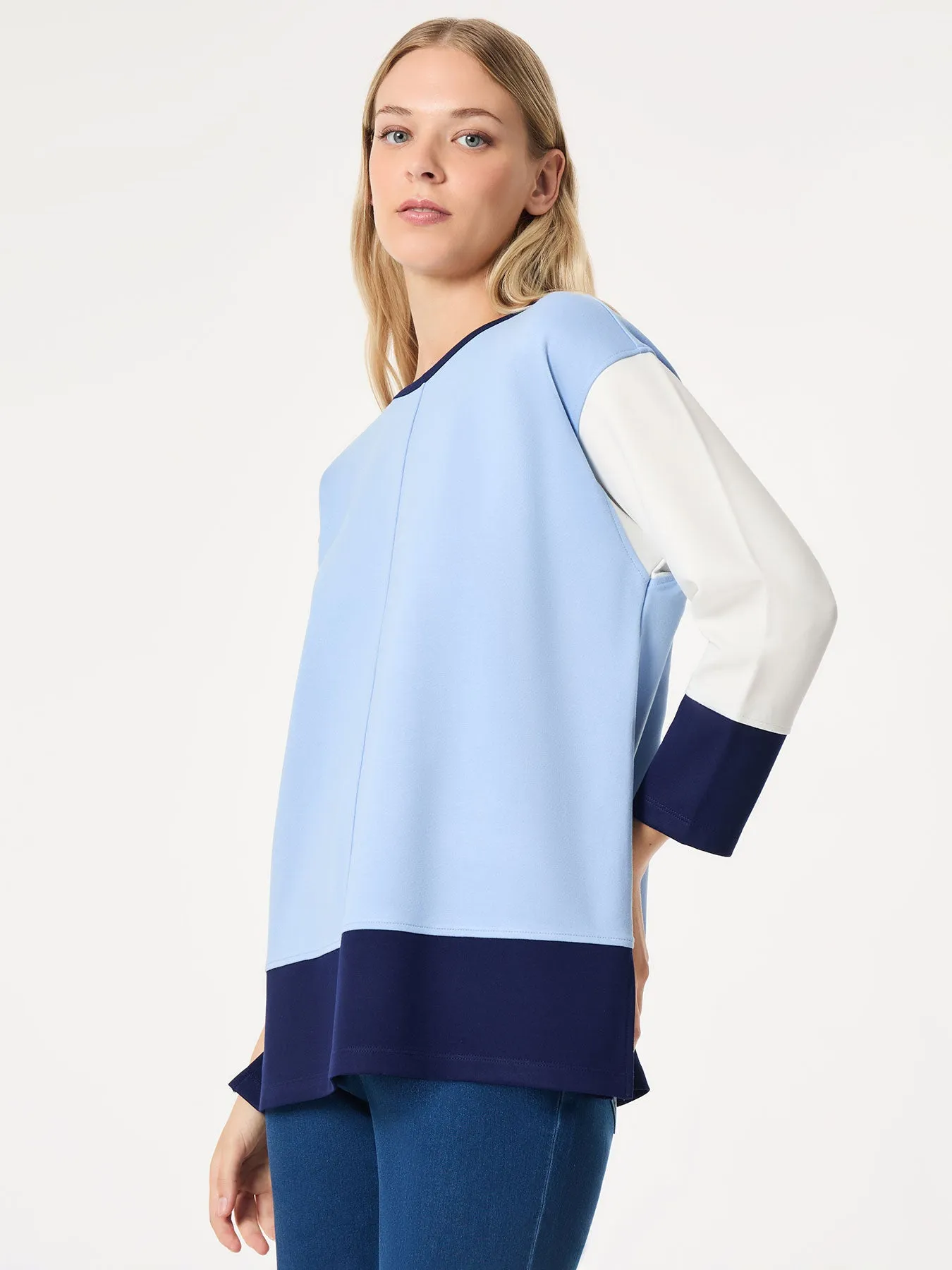 Colorblock Seam Detail Tunic, Serenity Knit