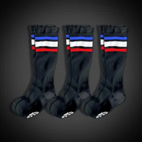 Compression Socks: RED WHITE BLUE Stripes (3-Pack)