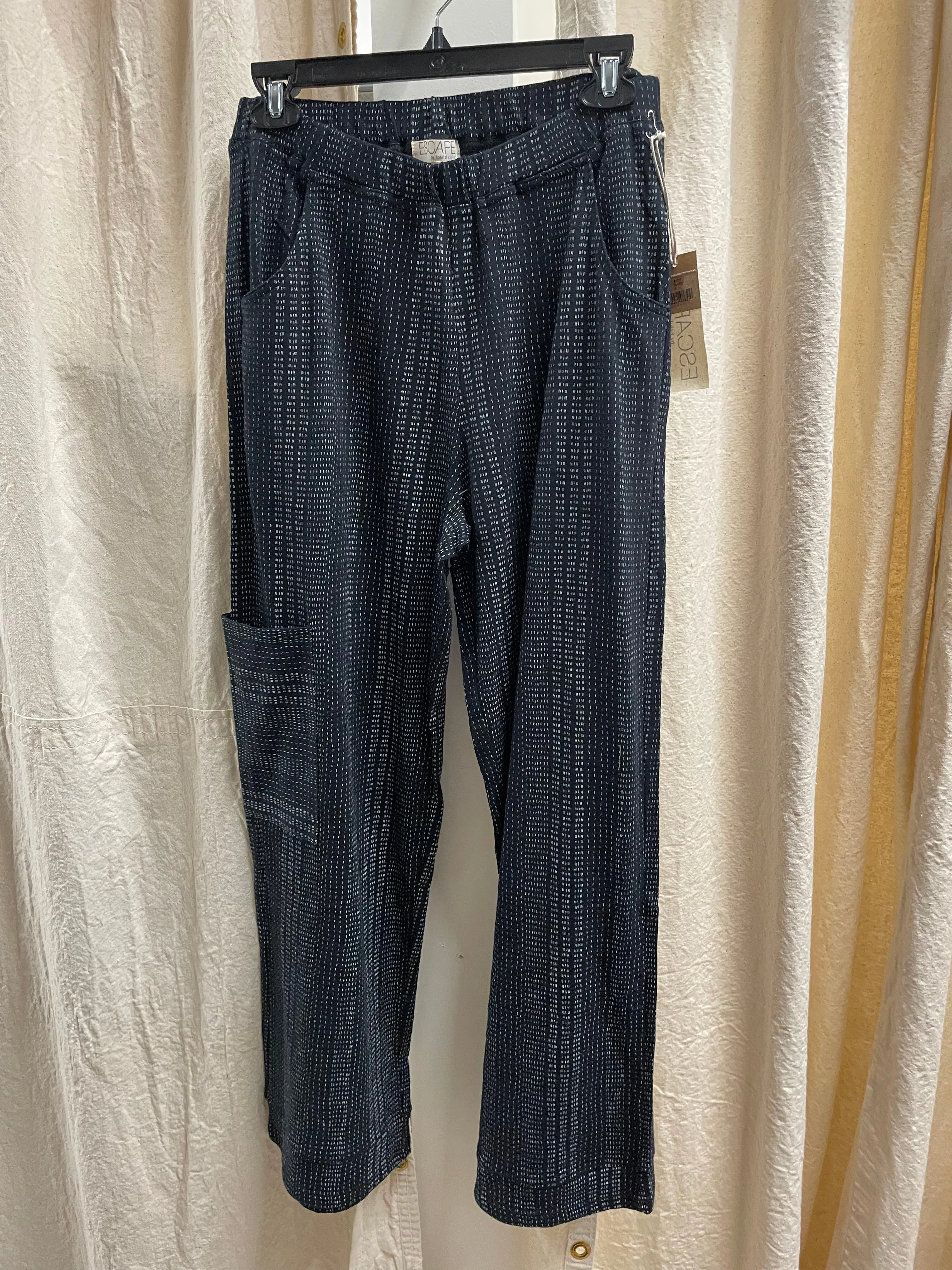 Cotton Slub J Pocket Flood Pant in Black Stripe