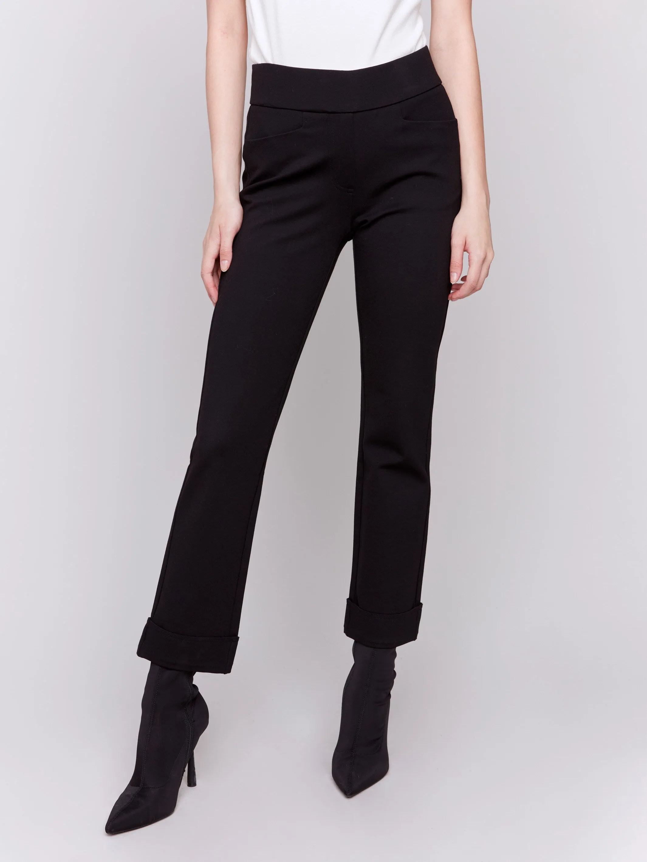 Cuffed Ponte Pants - Black