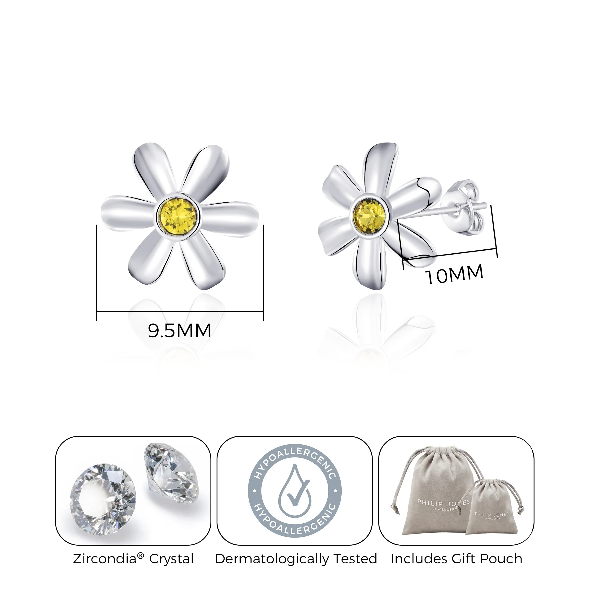 Daisy Crystal Earrings Created with Zircondia® Crystals