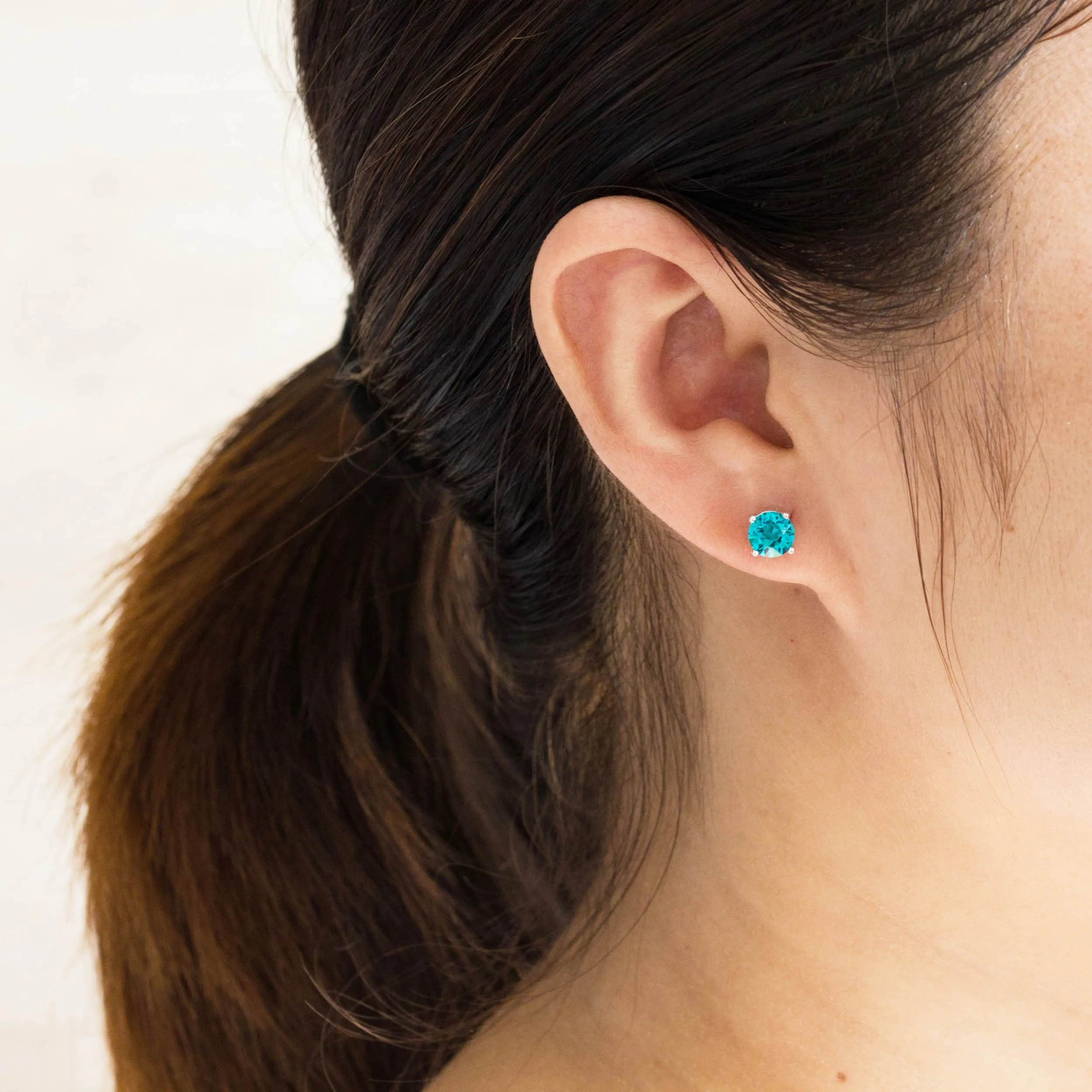 December (Blue Topaz) Birthstone Earrings Created with Zircondia® Crystals