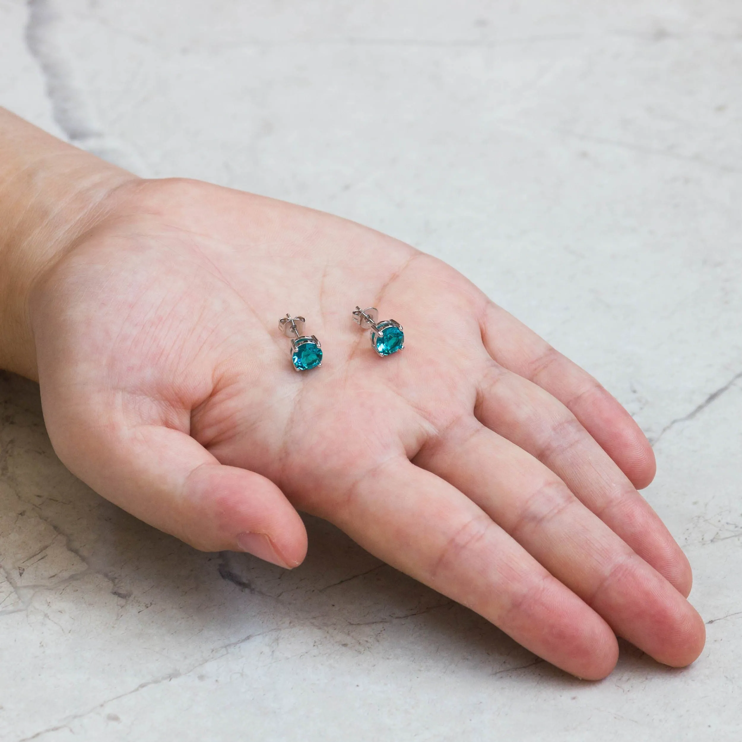 December (Blue Topaz) Birthstone Earrings Created with Zircondia® Crystals