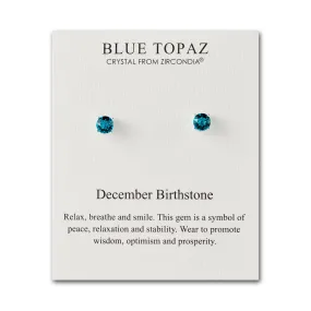 December (Blue Topaz) Birthstone Earrings Created with Zircondia® Crystals