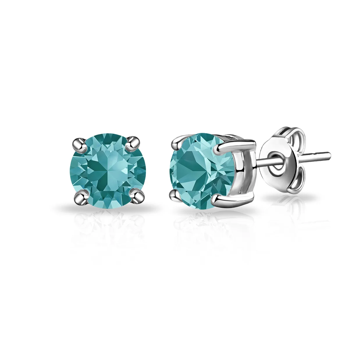 December (Blue Topaz) Birthstone Earrings Created with Zircondia® Crystals