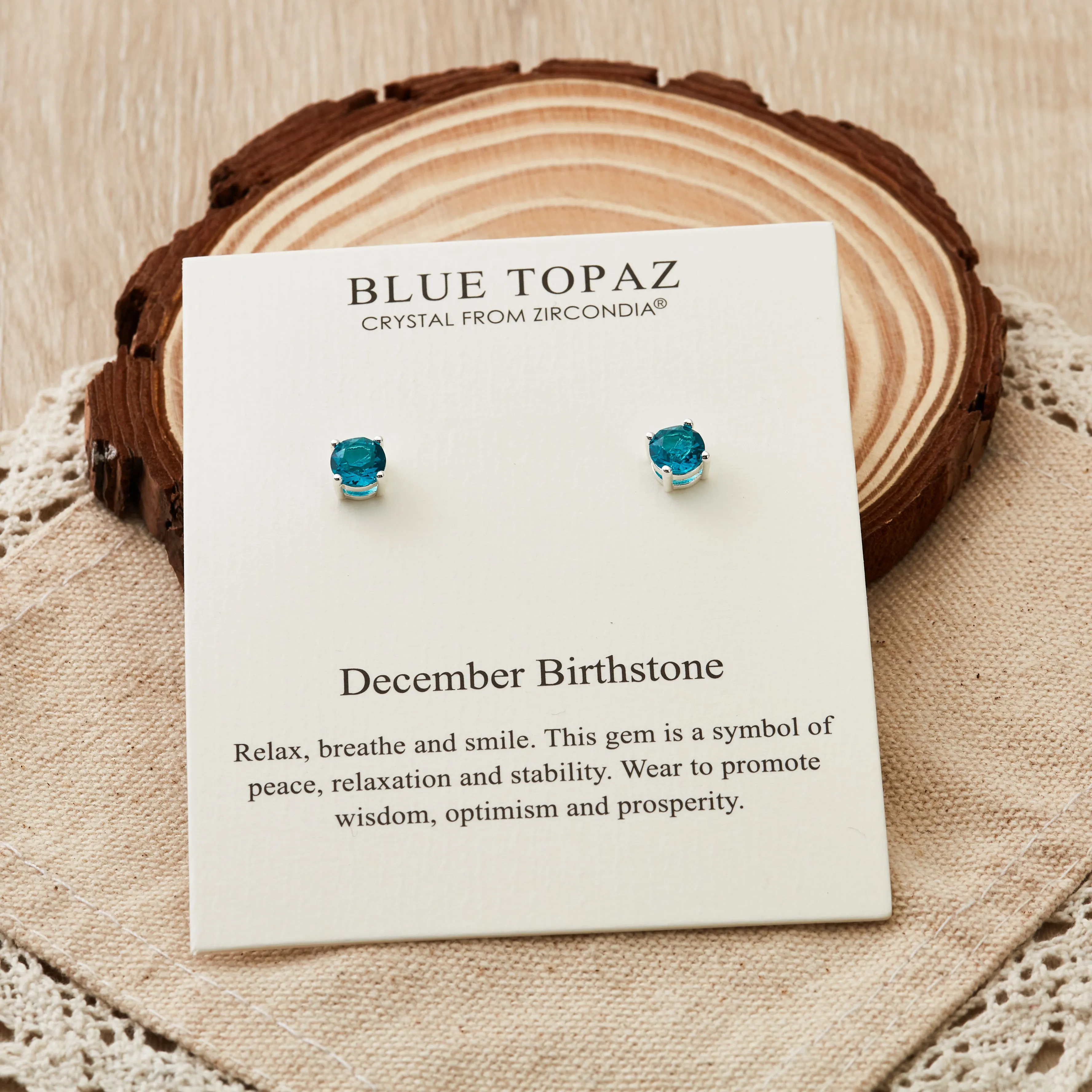 December (Blue Topaz) Birthstone Earrings Created with Zircondia® Crystals