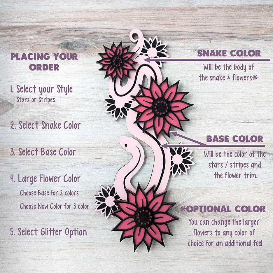 Decorative Snake with Flowers Wall Art and Decor