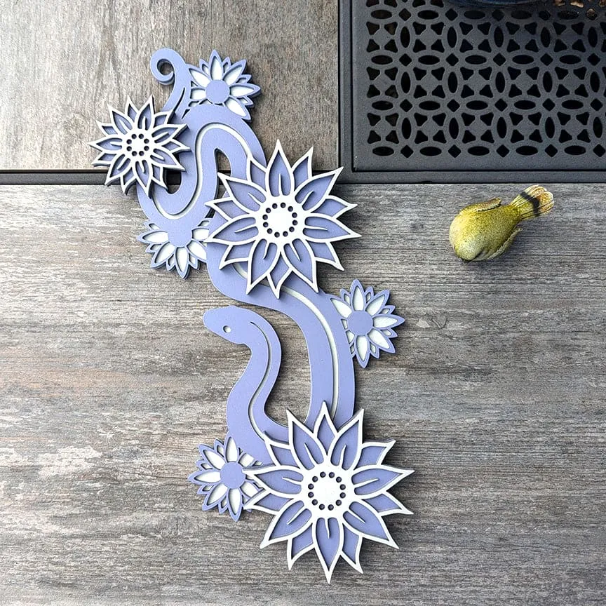 Decorative Snake with Flowers Wall Art and Decor