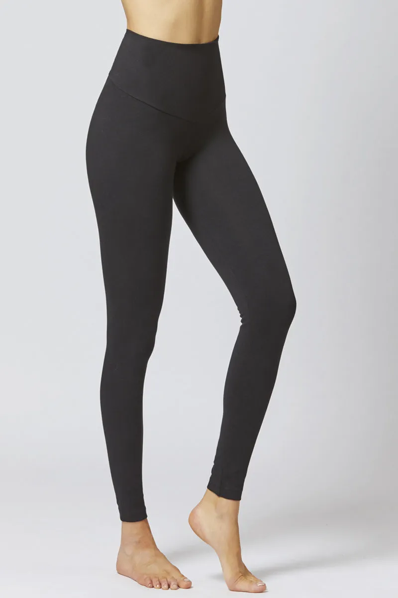 Extra Strong Compression Waisted Leggings with Egyptian Cotton Black