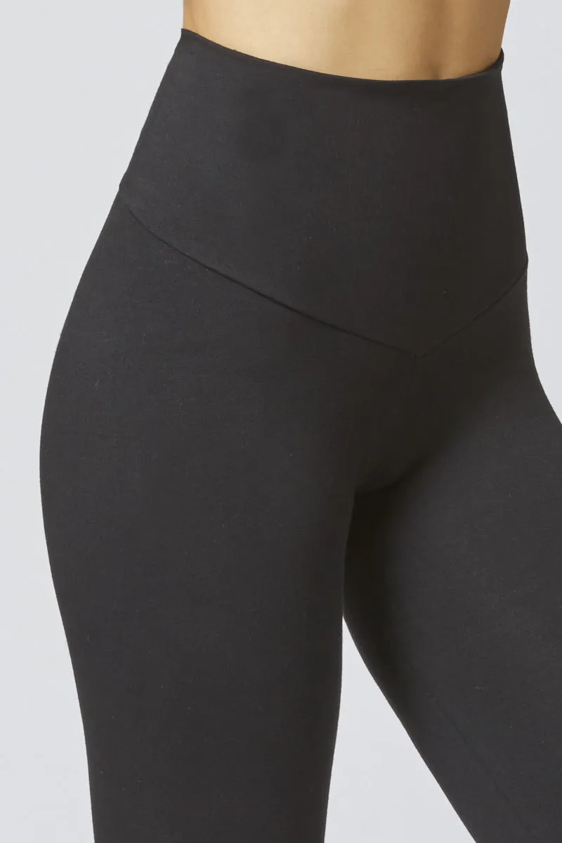 Extra Strong Compression Waisted Leggings with Egyptian Cotton Black