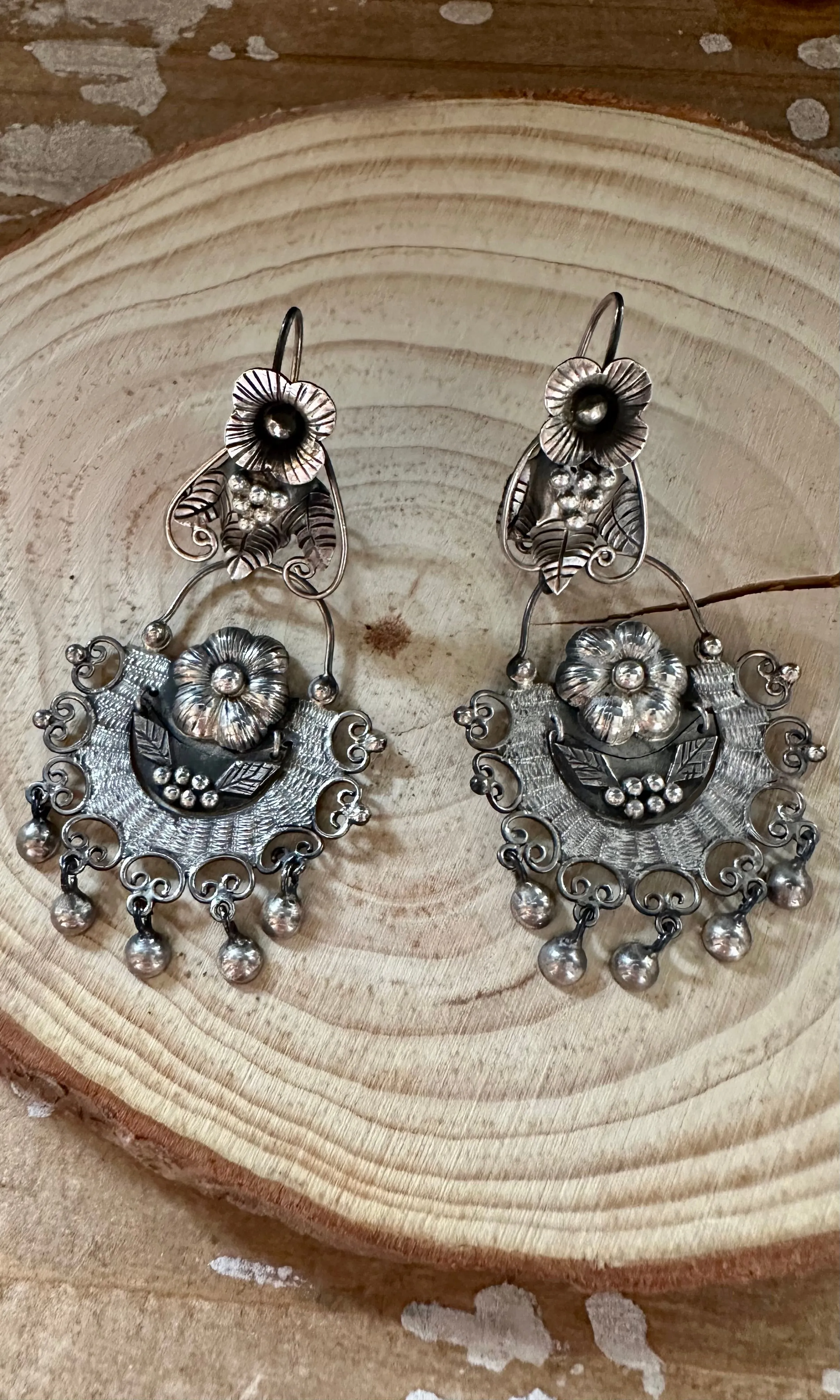 FEDERICO FLOWER GARDEN Mexican Silver Earrings