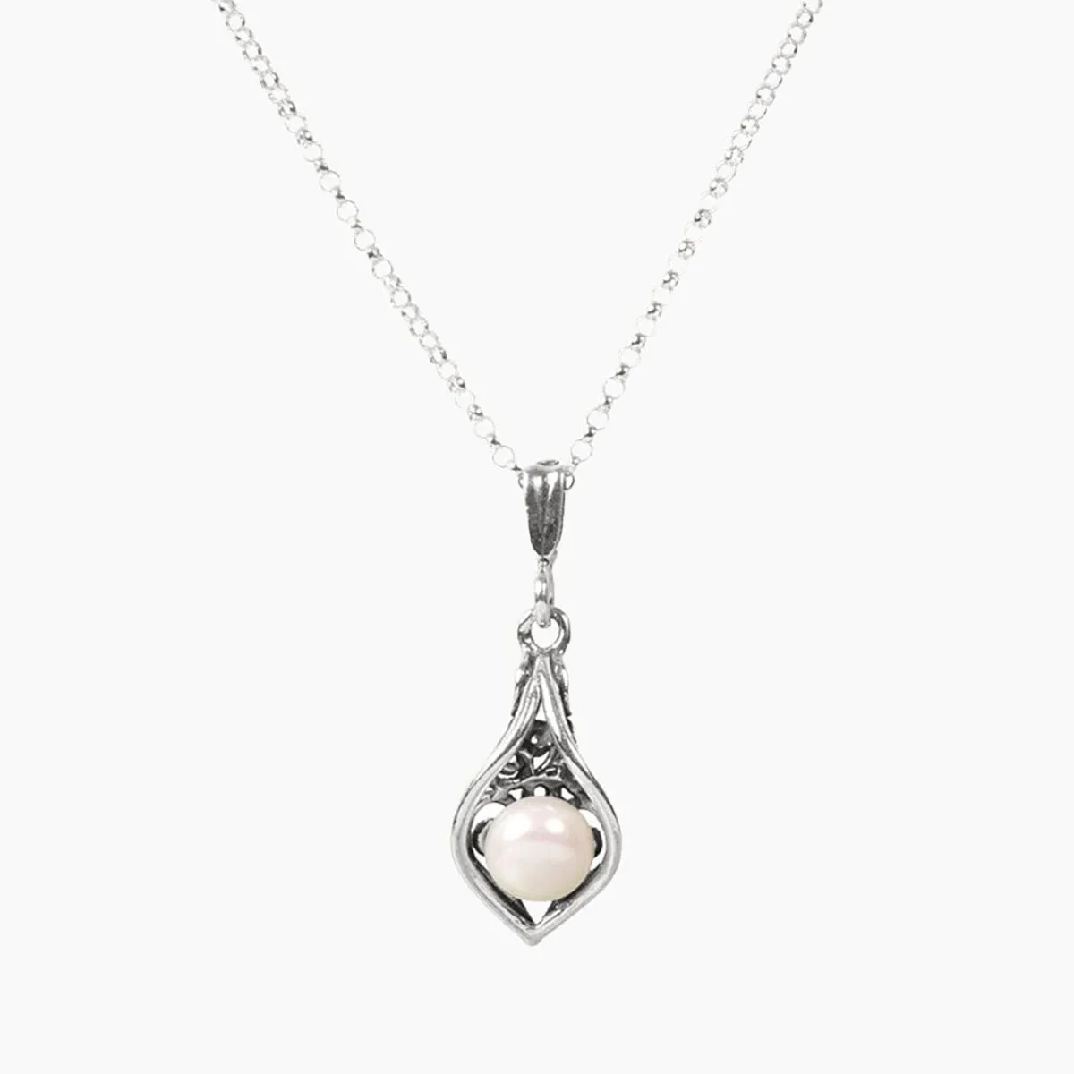 Freshwater Pearl Calla Lily Pendant Necklace