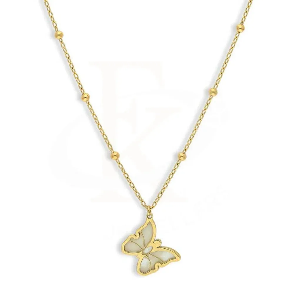 Gold Butterfly Pendant Set (Necklace and Earrings) 18KT - FKJNKLST18K2426