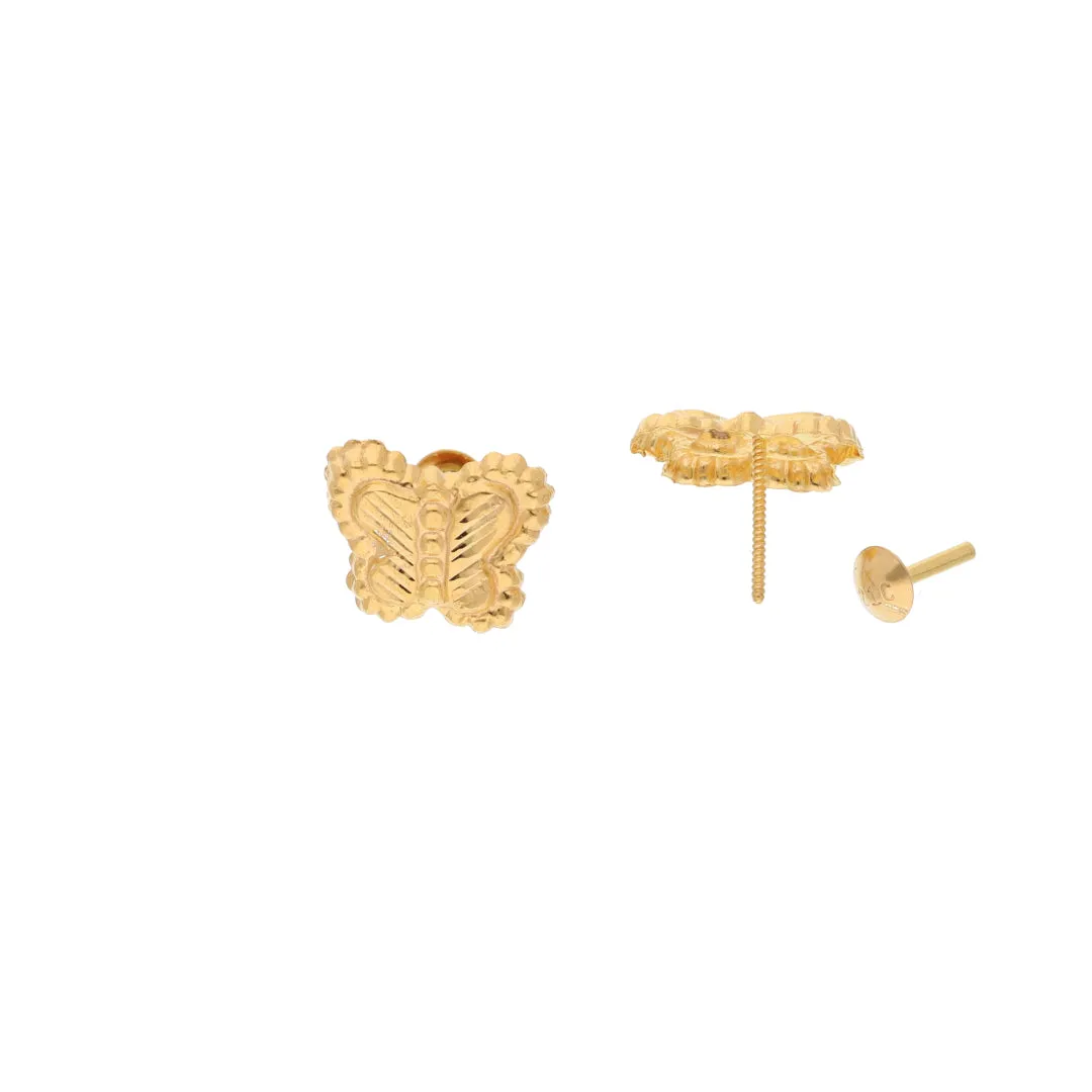 Gold Butterfly Shaped Earrings 21KT - FKJERN21KM9715