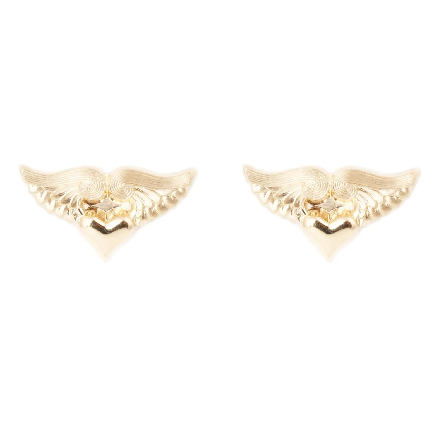 Gold Flying Heart Studs