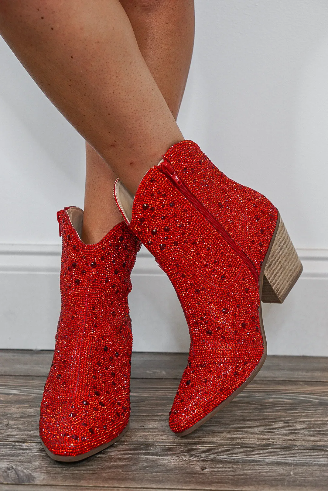 Harlow Red Rhinestone Western Boot