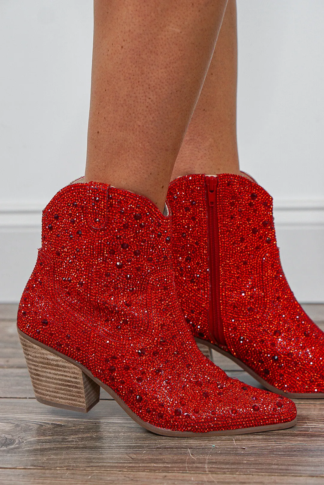 Harlow Red Rhinestone Western Boot