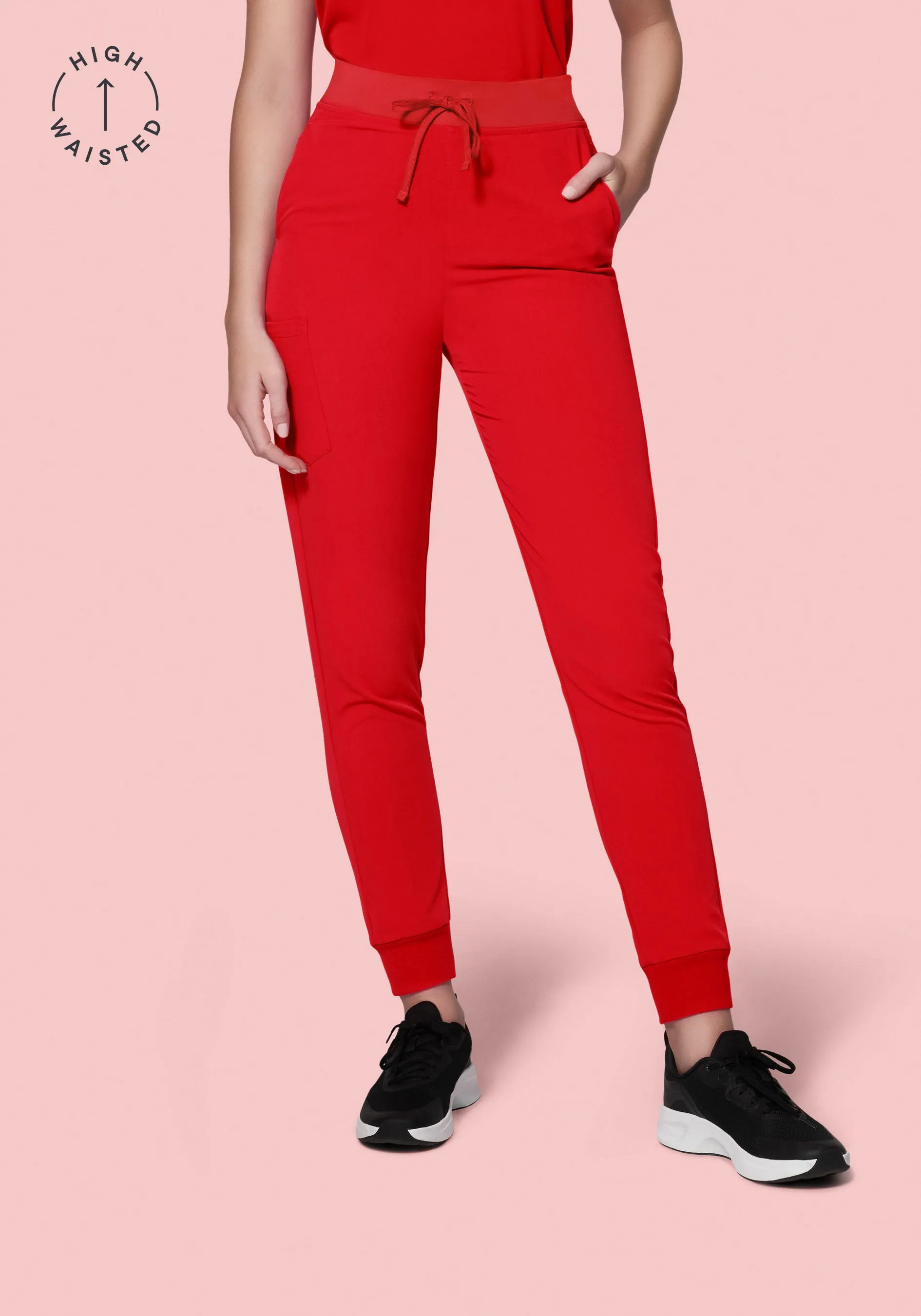 High Waisted Joggers Candy Red