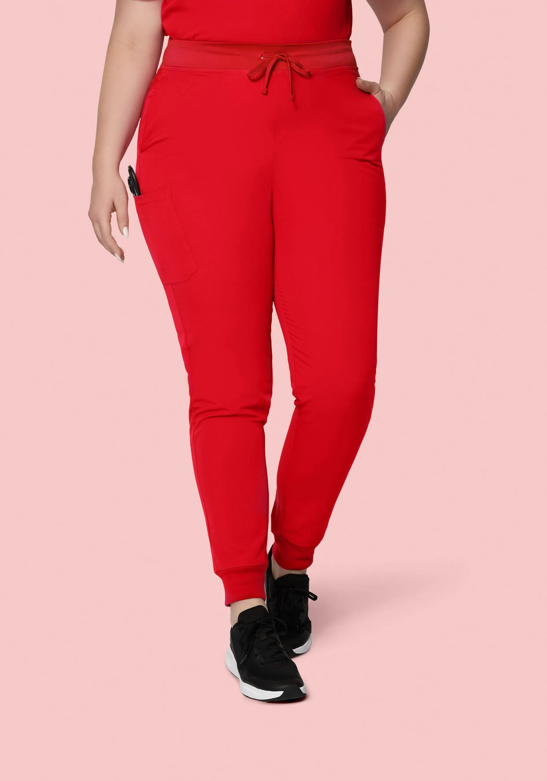 High Waisted Joggers Candy Red