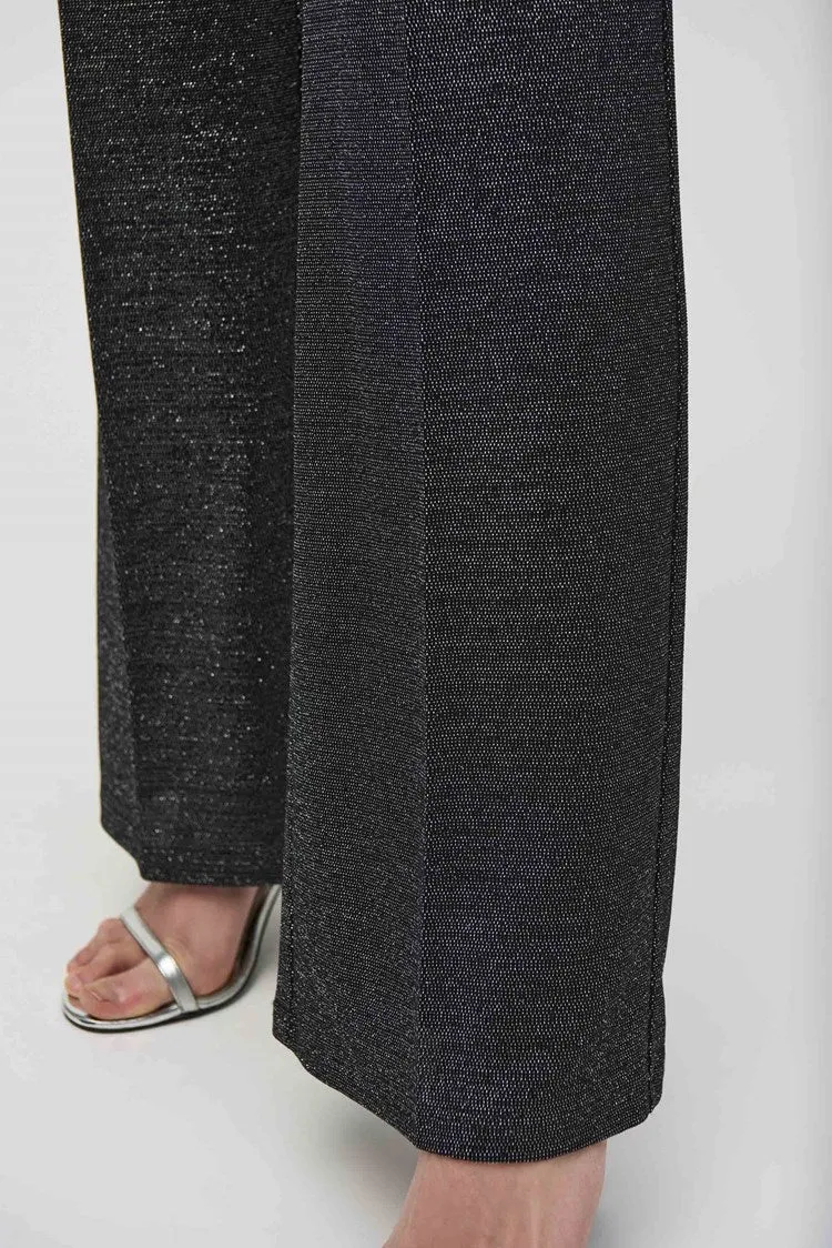 Joseph Ribkoff Black/SIlve Lurex Knit Wide-Leg Pants