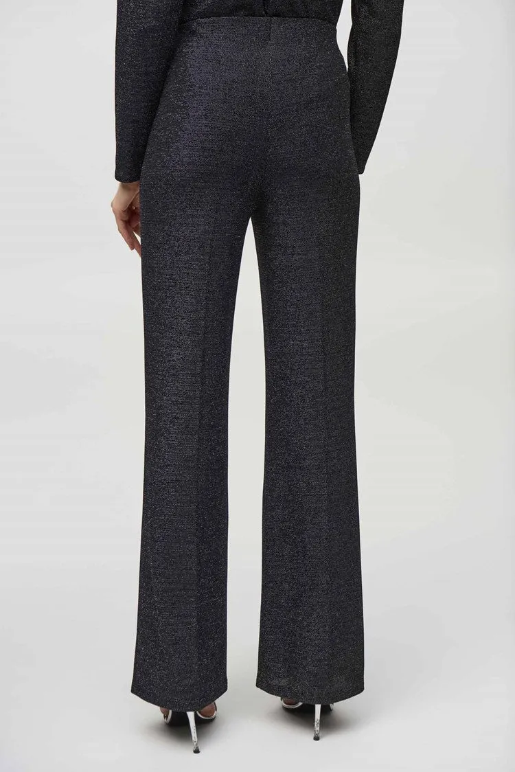 Joseph Ribkoff Black/SIlve Lurex Knit Wide-Leg Pants