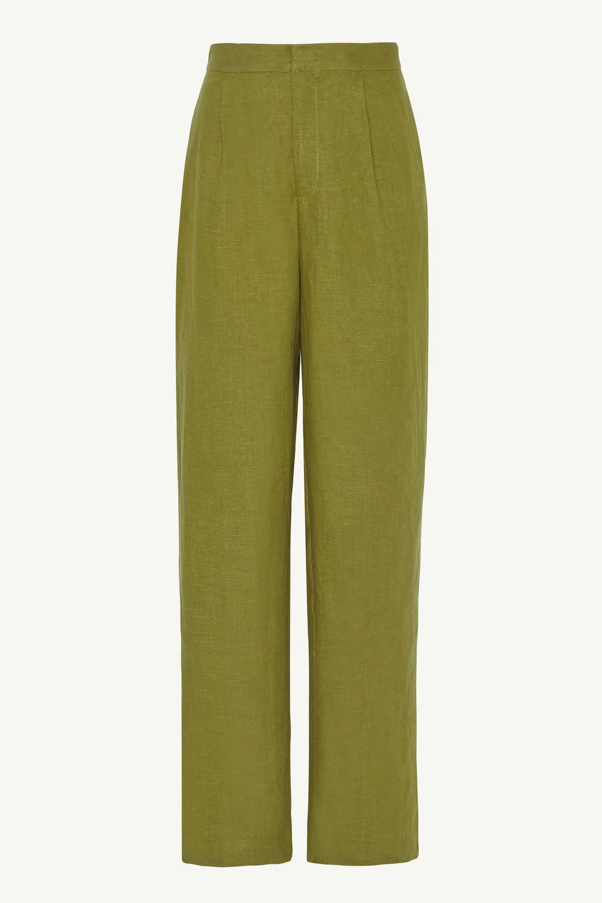 Linen Straight Leg Pants - Avocado