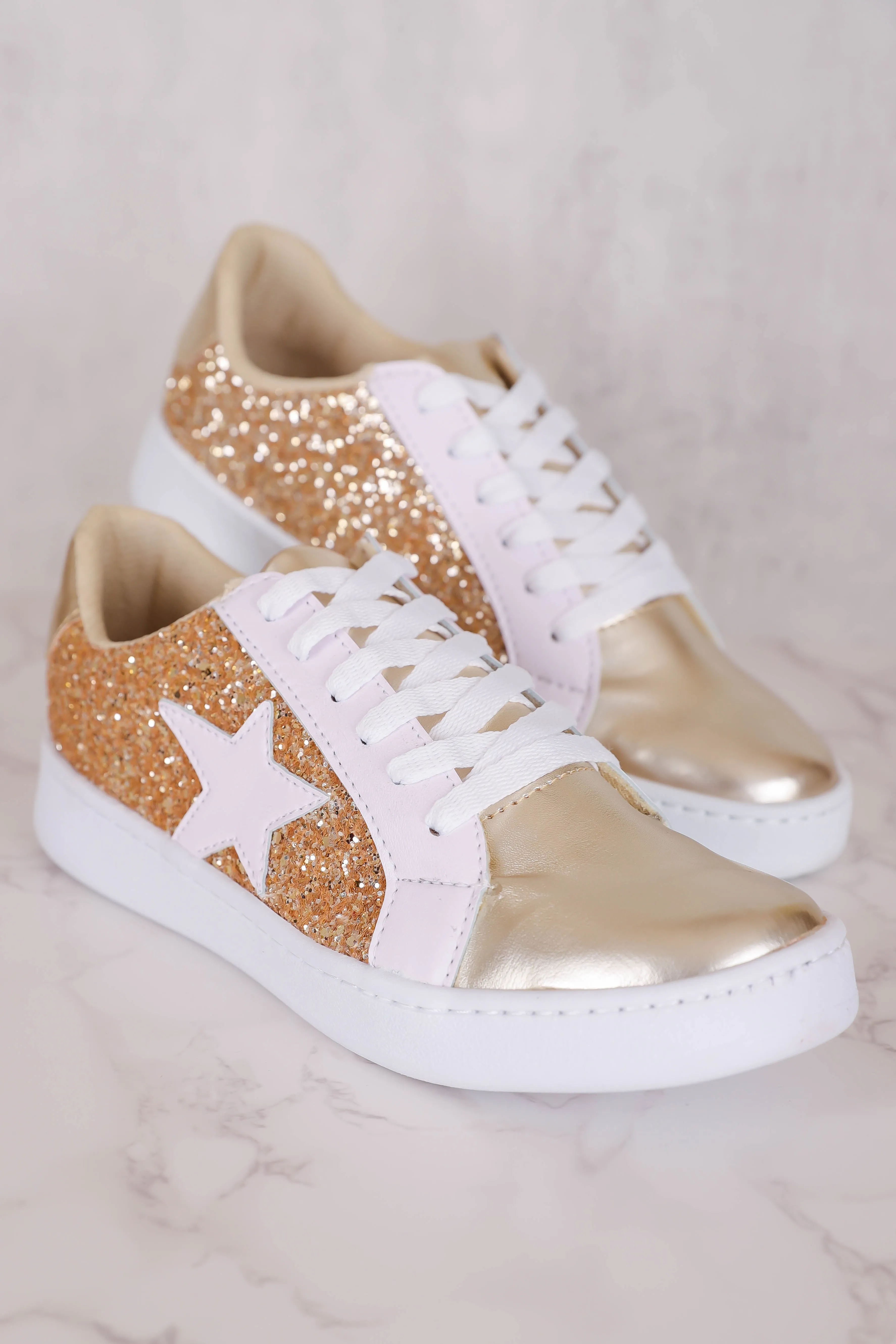 Mallory Glitter Sneakers-Gold