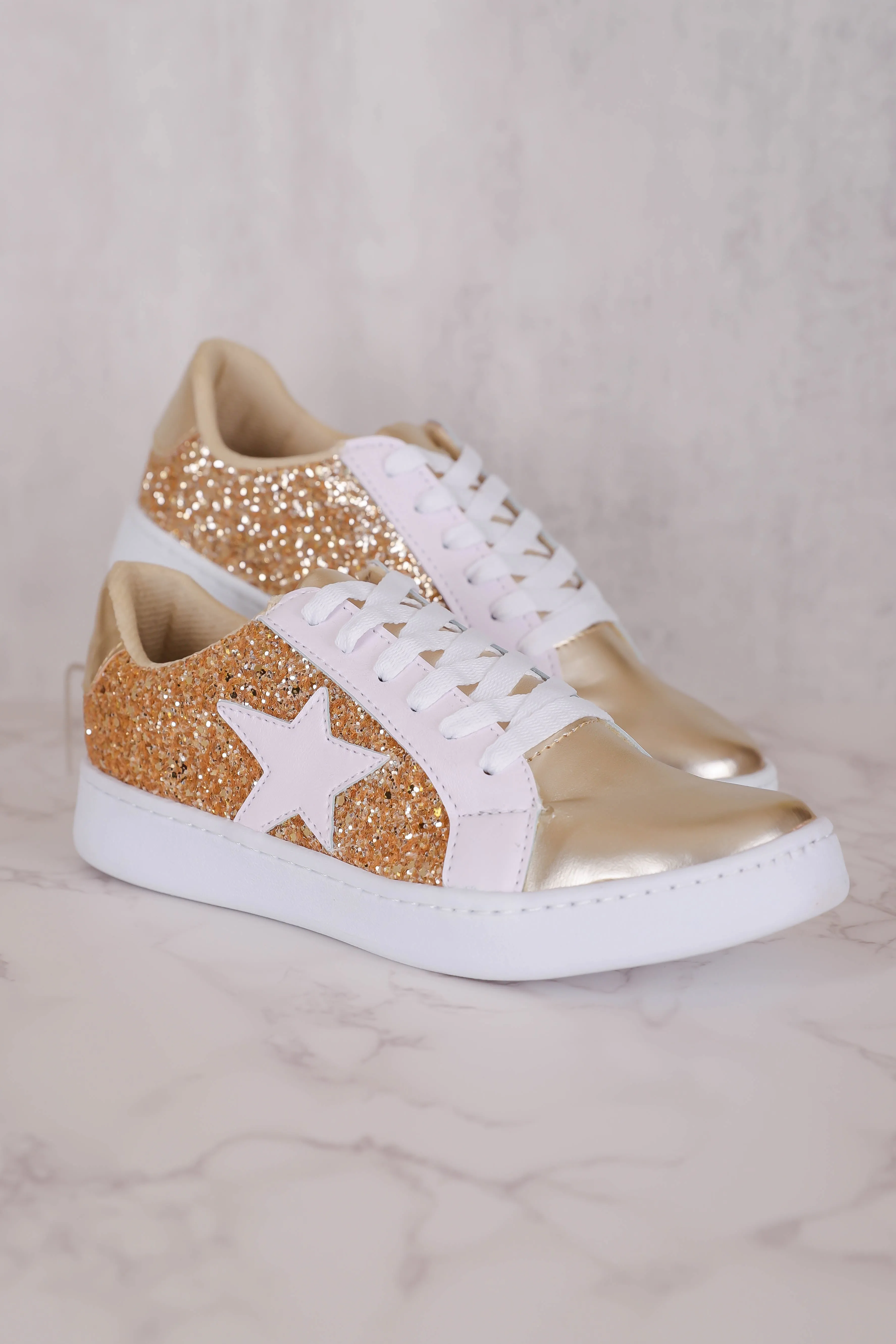 Mallory Glitter Sneakers-Gold