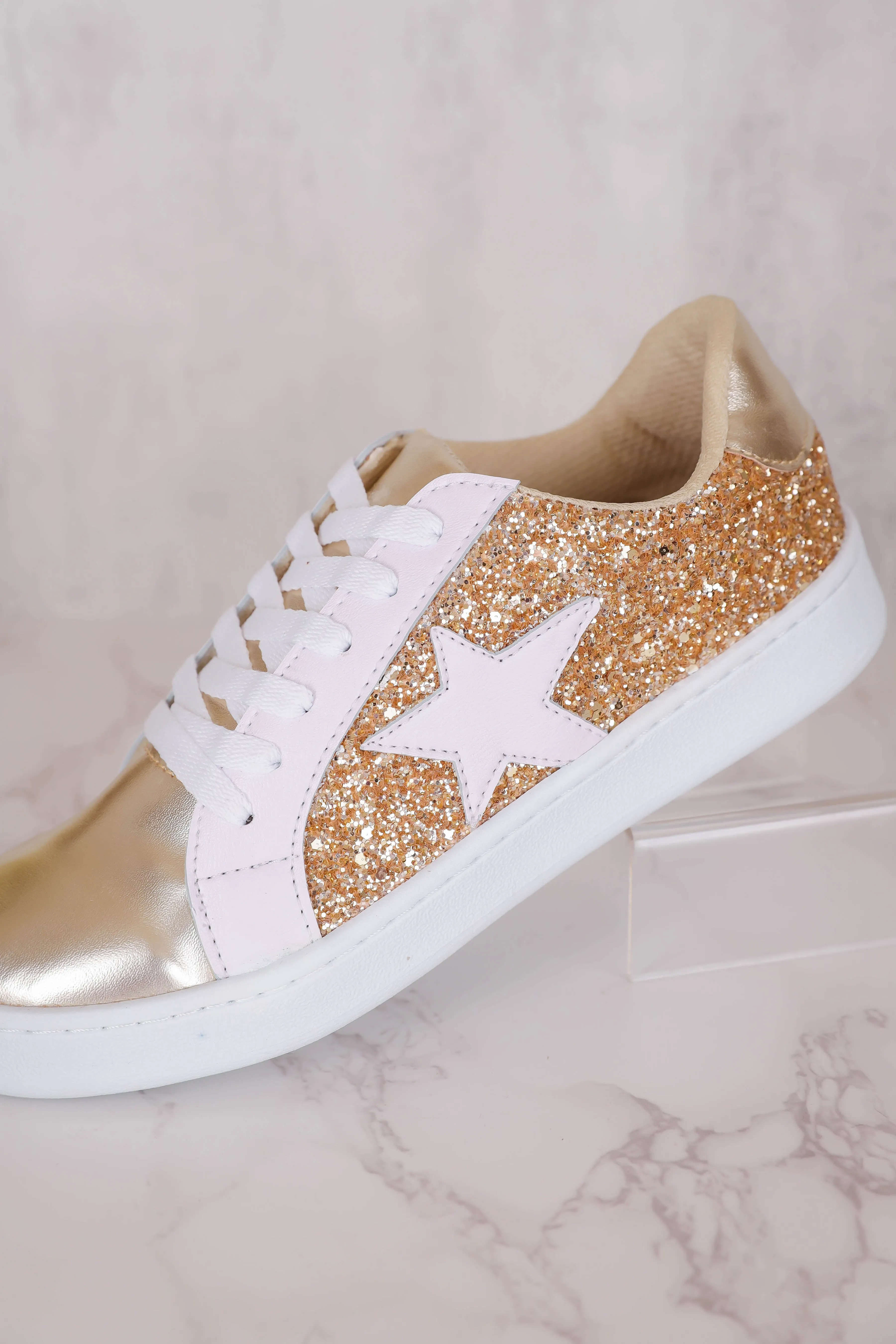 Mallory Glitter Sneakers-Gold