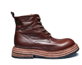 Men's Leather Marten Boots - Goodyear Welt Lace-Up, Durable Workwear