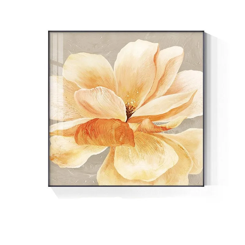 Modern Abstract Yellow Flower Wall Art Fine Art Canvas Prints Square Format Floral Pictures For Living Room Bedroom Art Decor